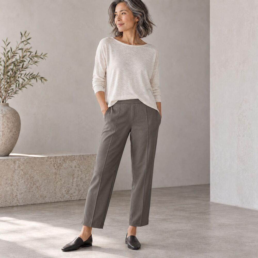 Eileen Fisher Tencel Tapered Ankle Pants in Smoke Size X- Small NWOT